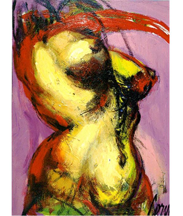 Corno Serigraph print Female Torso on Pink